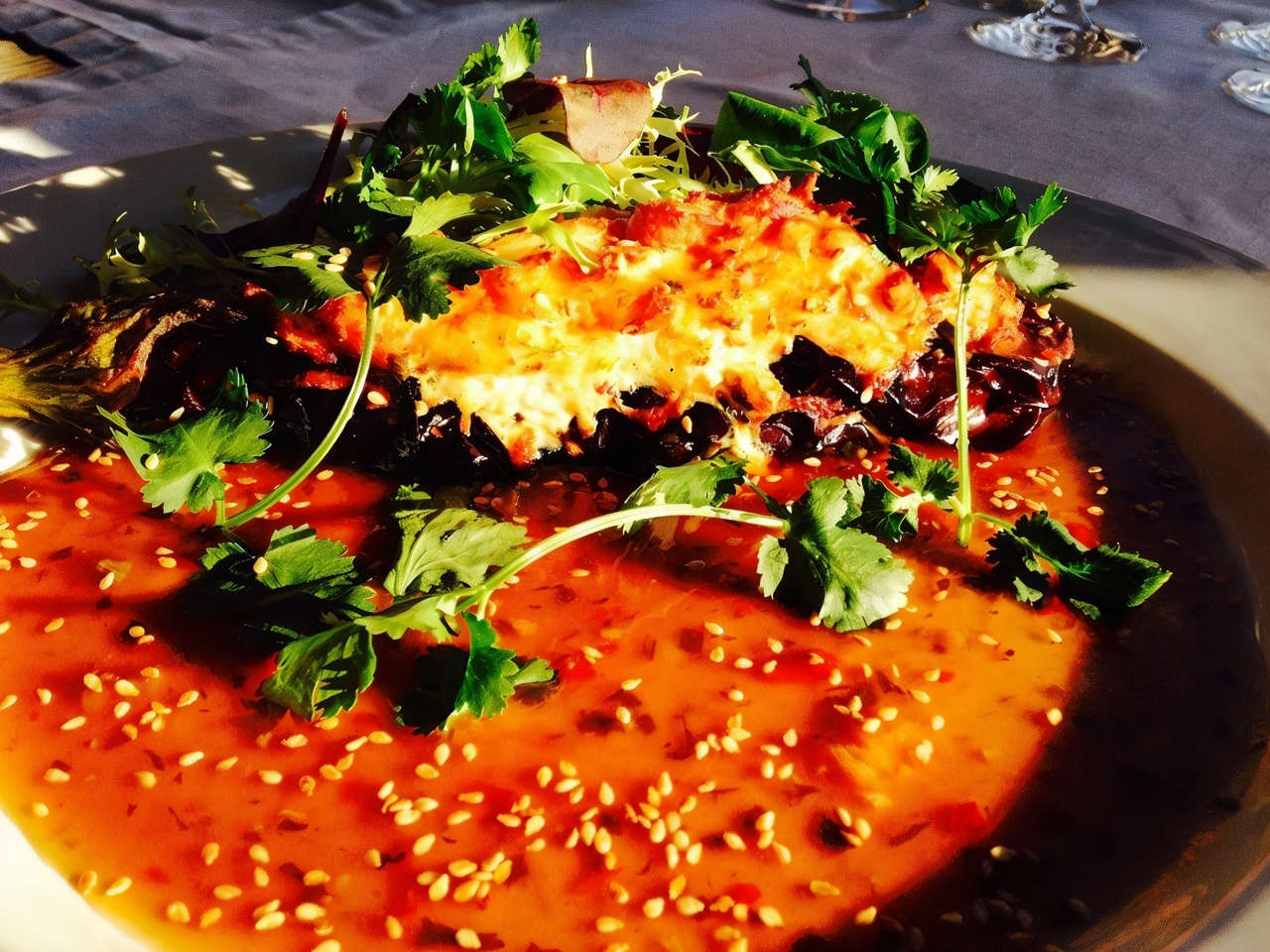 Baked Eggplant with Crab and Oyster Sauce