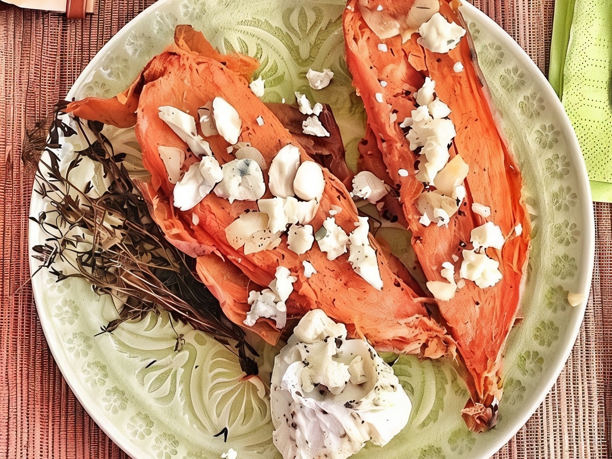 Baked Sweet Potato with Blue Cheese