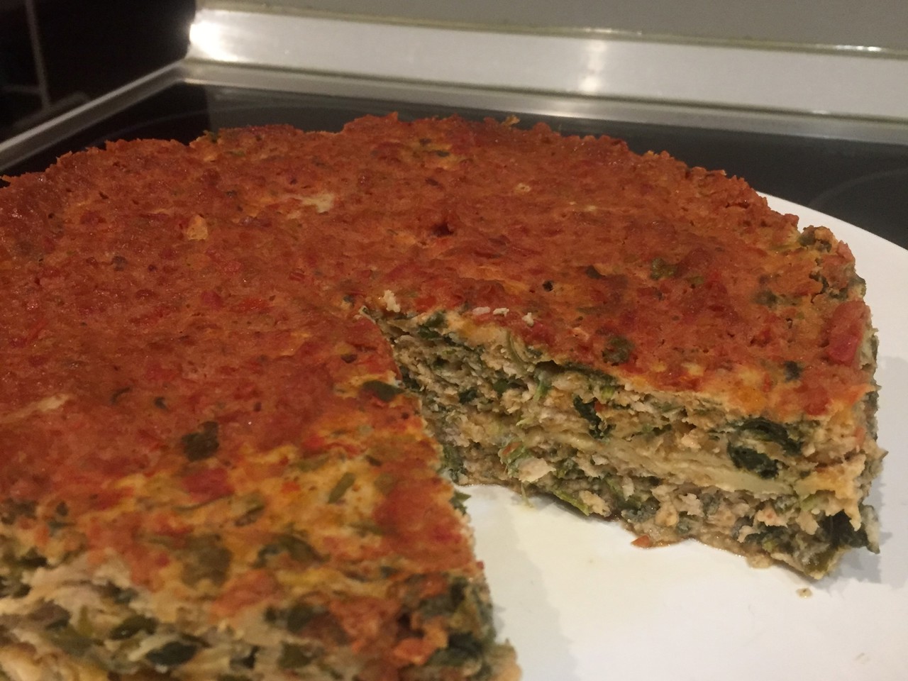 Turkey Casserole with Cheese and Spinach