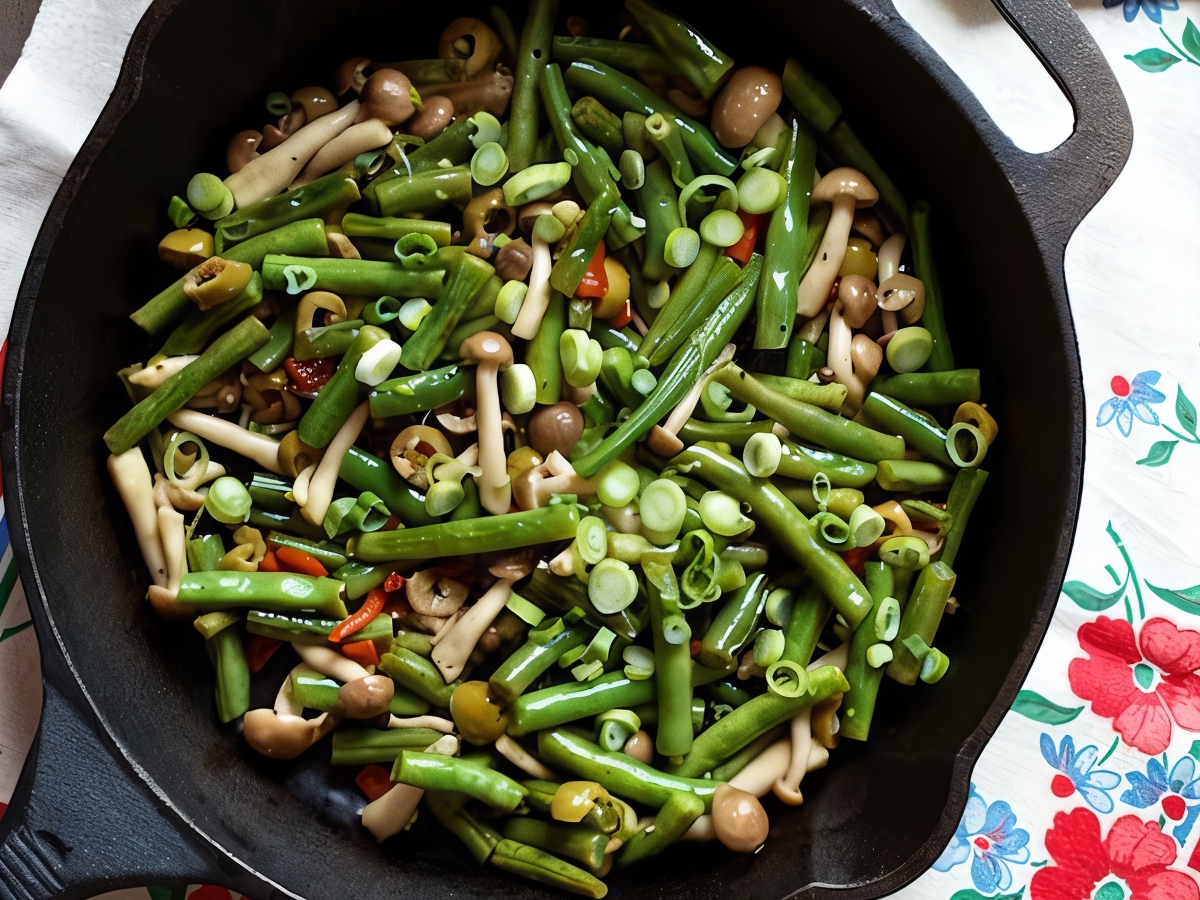 Стручковая фасоль с овощами на сковороде - рецепт от Гранд кулинара