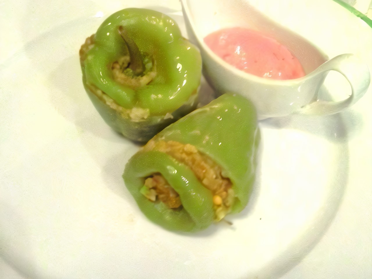 Stuffed Green Peppers with Chickpea Filling