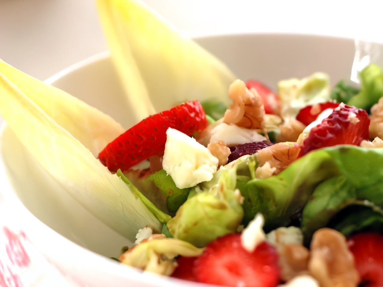 Green Salad with Strawberries, Feta, and Walnuts