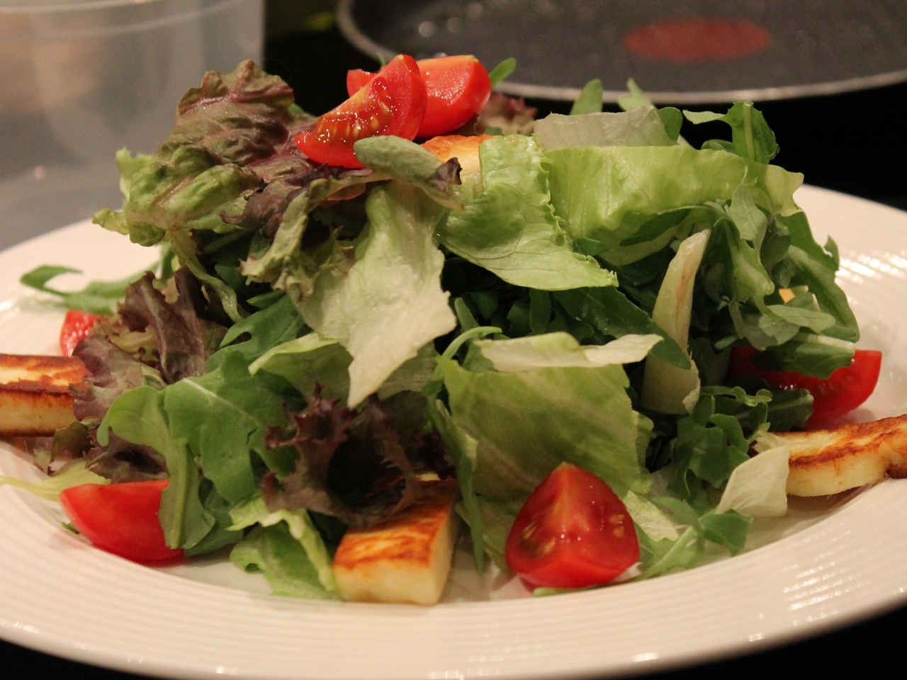 Green Salad with Cheese, Grapes, and Pine Nuts with Wine Dressing