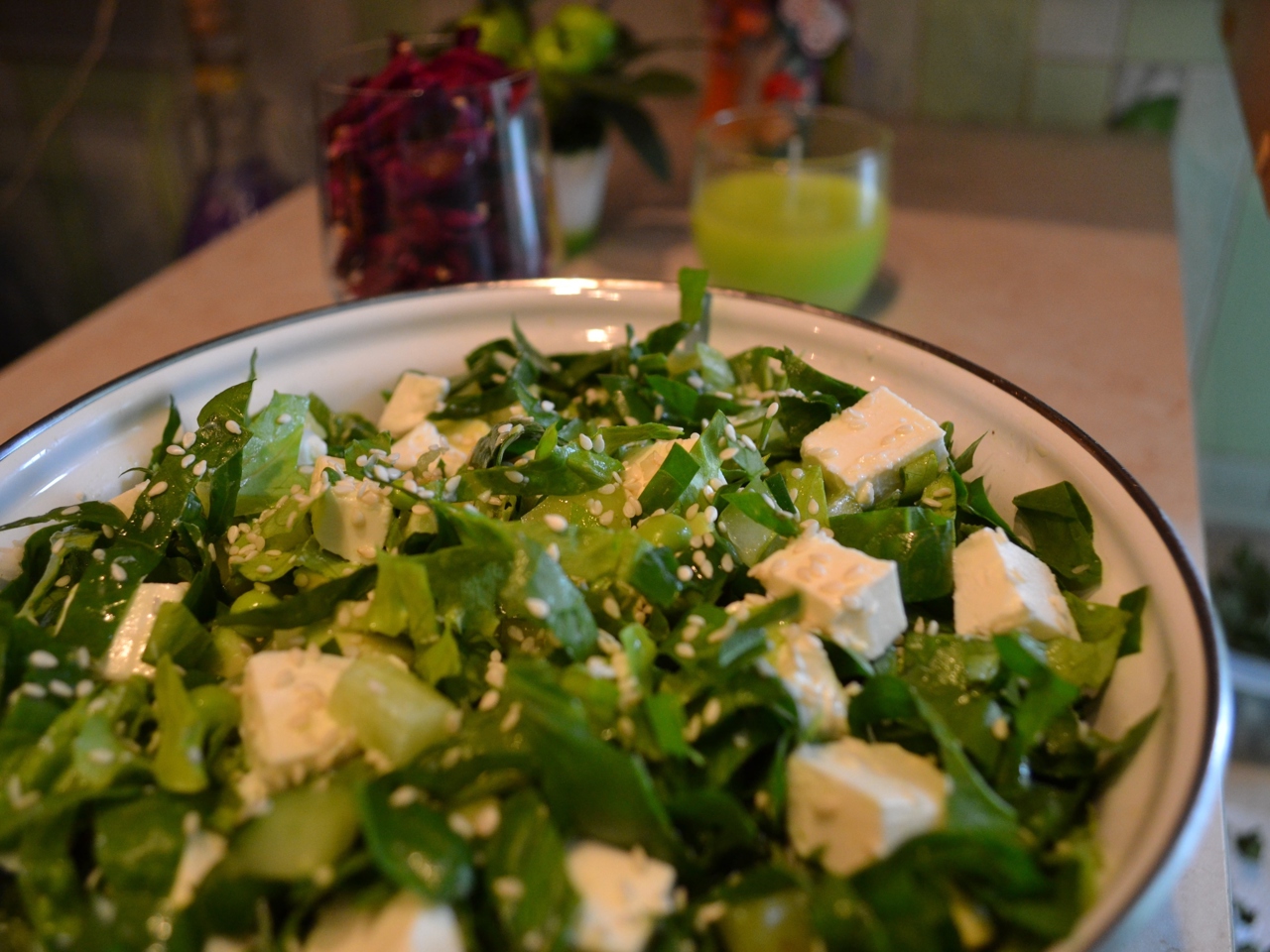 Green Salad with Avocado and Feta
