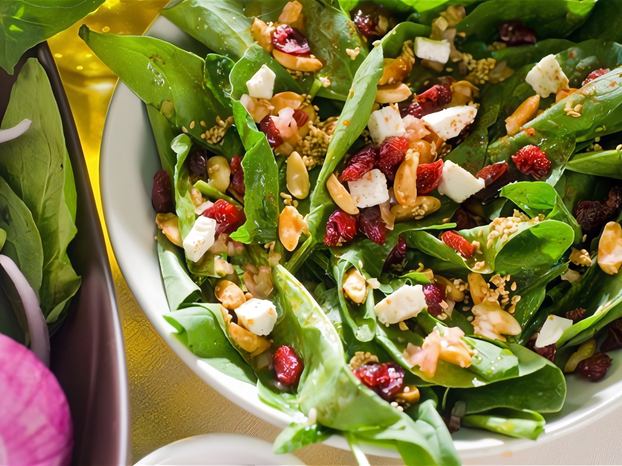 Green Salad with Goat Cheese, Dried Cranberries, and Peanuts