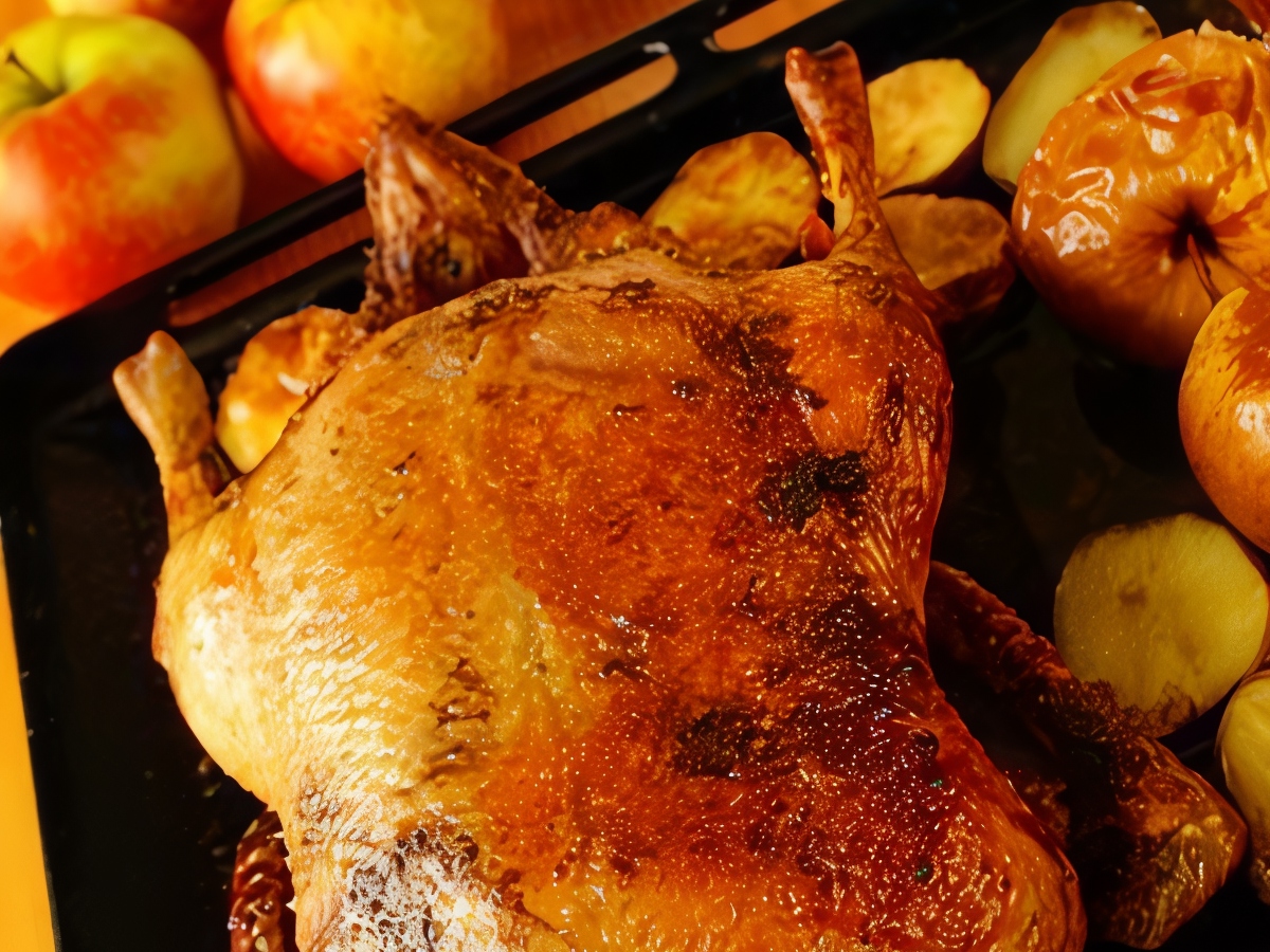 Roast Duck with Apples and Celery