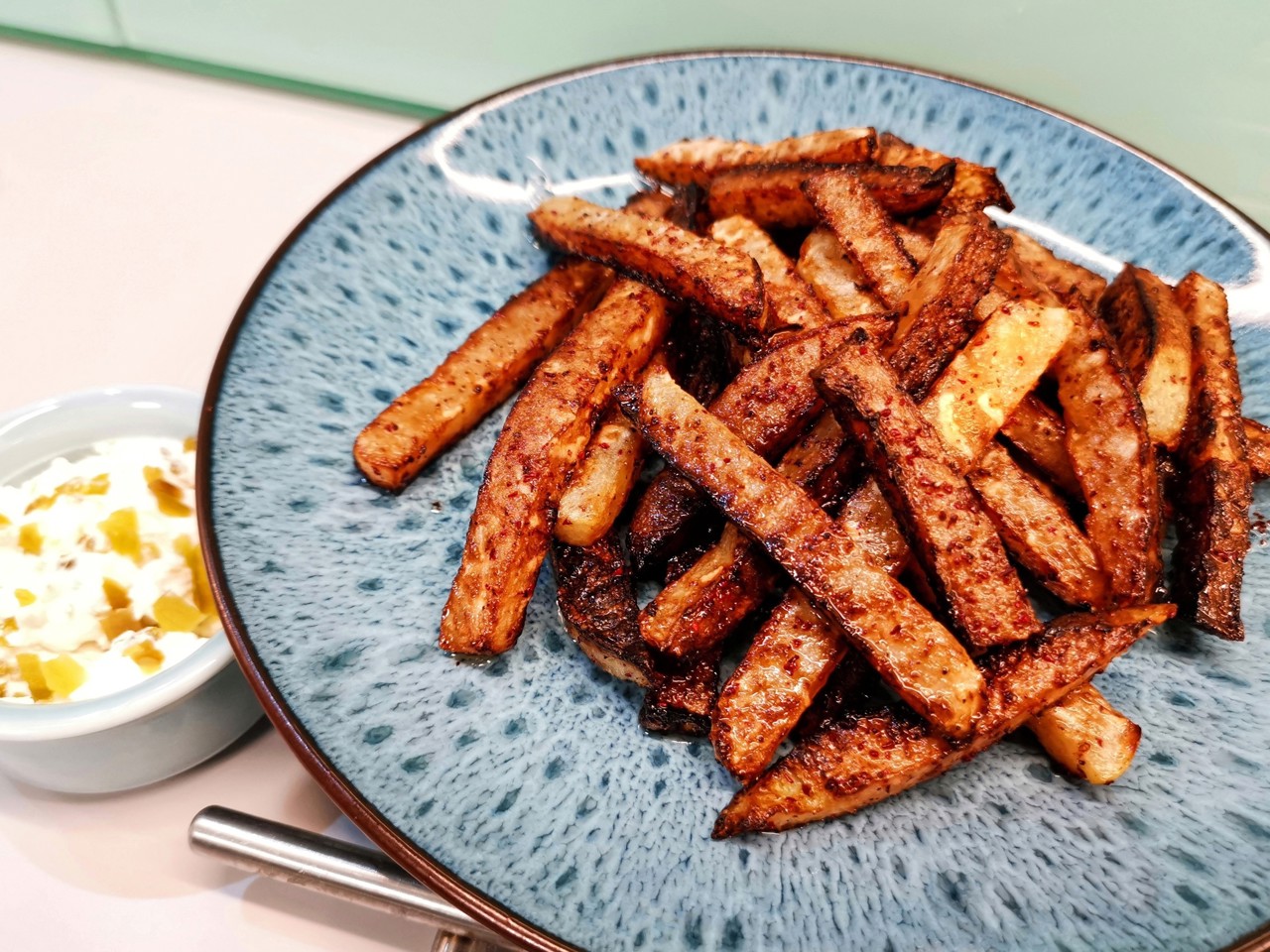 Fried Kohlrabi with Feta Cheese