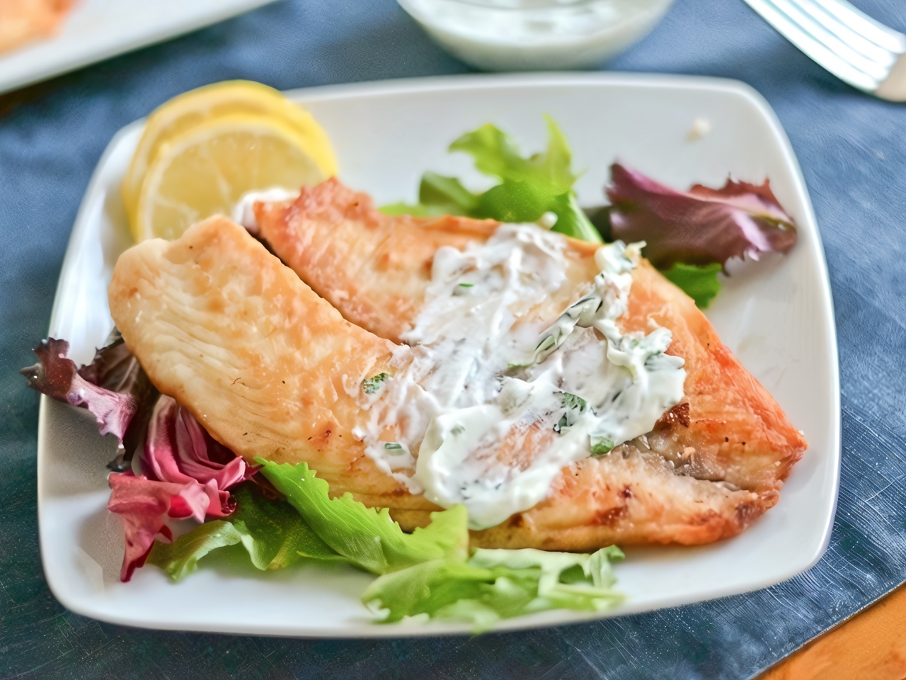 Fried Fish with Yogurt and Herbs