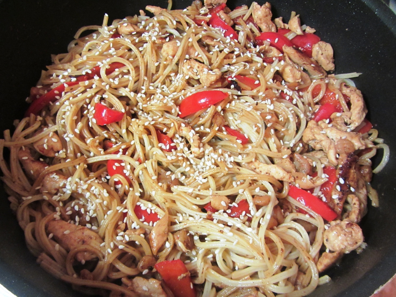 Fried Chicken and Shrimp with Soba Noodles and Pickled Ginger