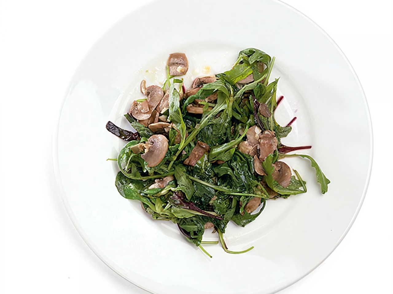 Fried Salad Greens from the 'Food' Mix with Mushrooms