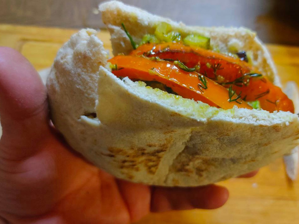 Fried Vegetables in Pita