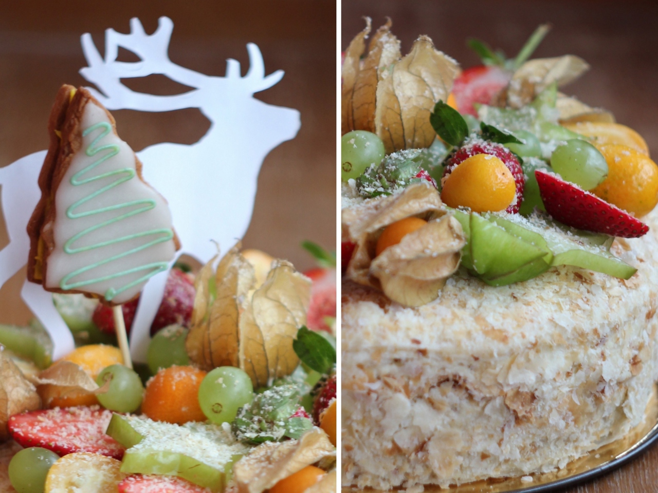 Winter Napoleon Cake with Fruits
