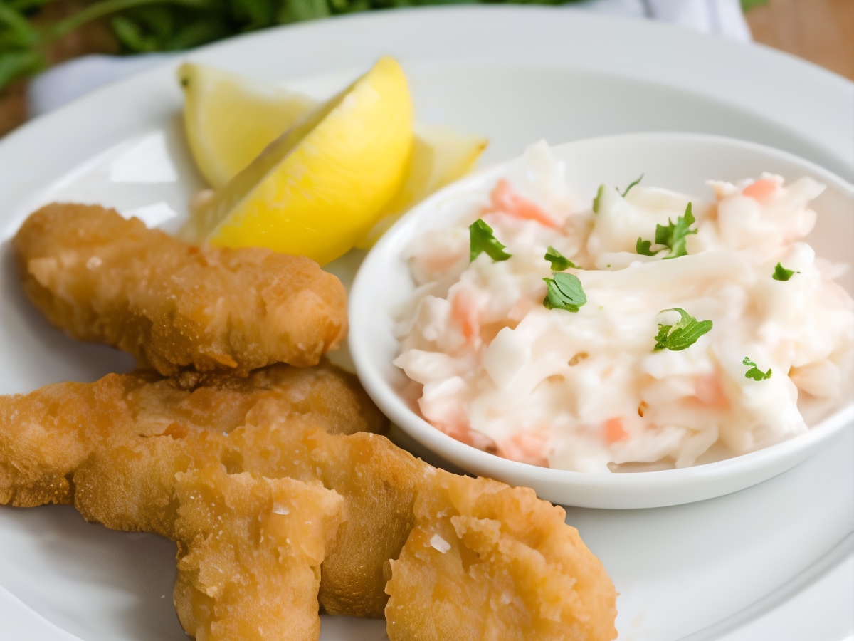 Golden Chicken Breasts with Coleslaw