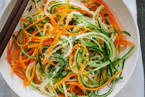 Азиатский салат из огурца и моркови с кинзой