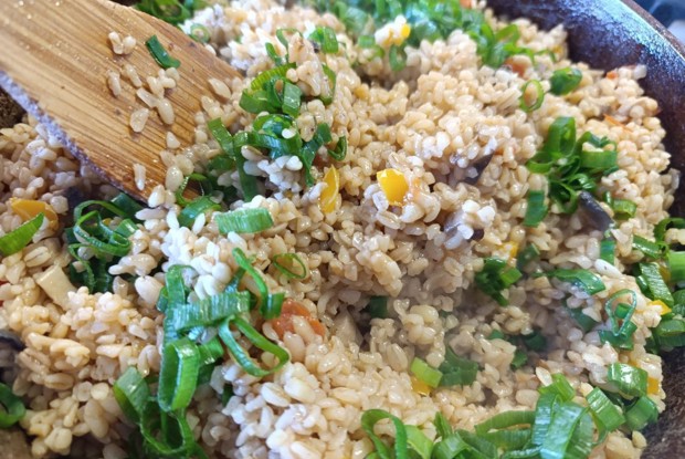 Булгур с овощами и грибами