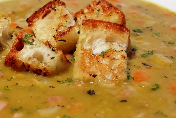 Гороховый суп домашний на телячьем бульоне