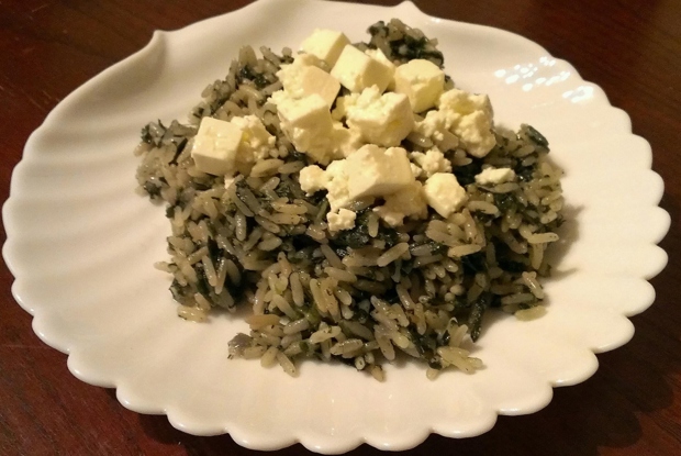 Греческая рисовая каша  «Spanakorizo» со шпинатом и сыром фета