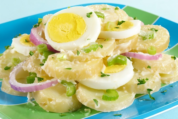 Картофельный салат с зеленью и сливочным соусом