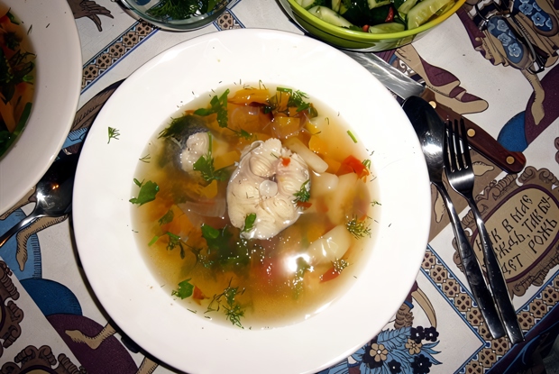 Рыбный суп с тыквой