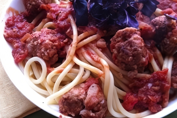 Спагетти болоньезе с тефтелями