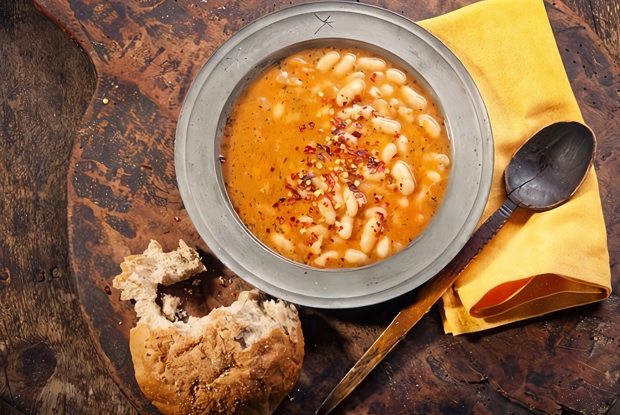 Тыквенный суп с фасолью и чили