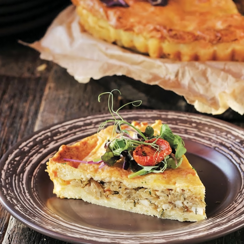 Открытый пирог «Киш лорен» с курицей и грибами — рецепт с фото пошагово