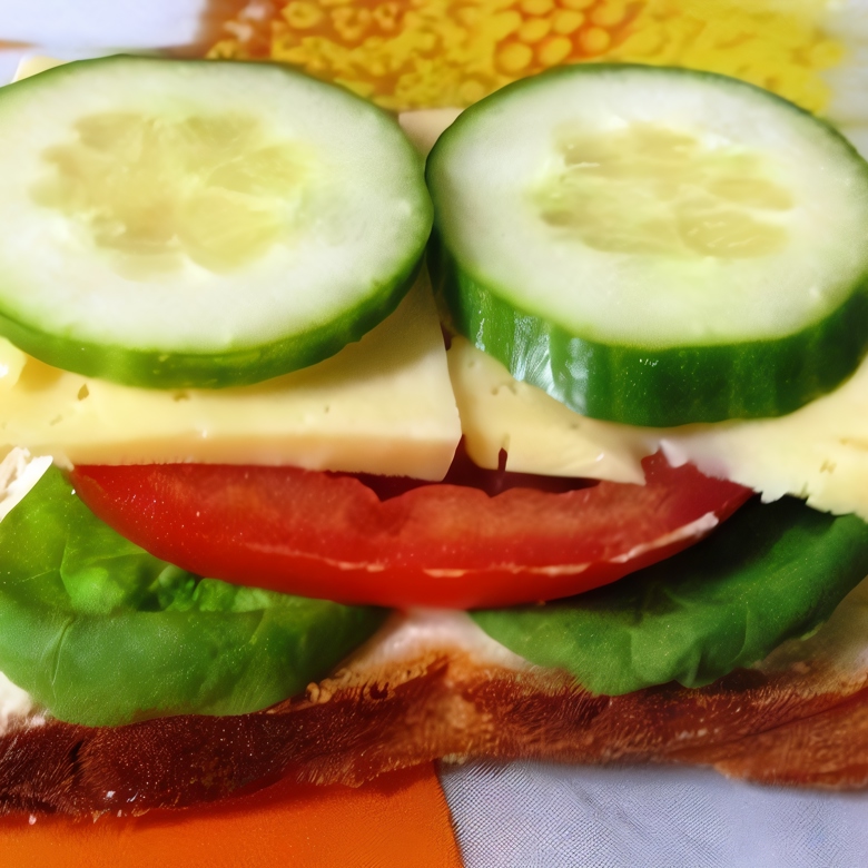 Бутерброд с сыром и помидором или огурцом