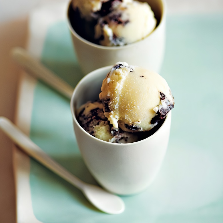 Мятное мороженое с кусочками шоколада