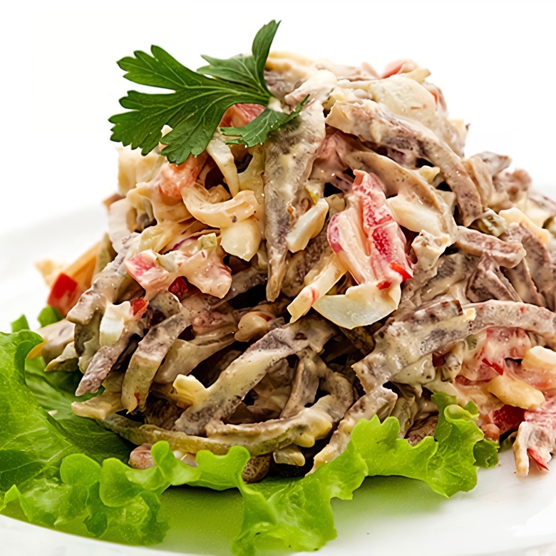 Салат с говядиной и грибами, пошаговый рецепт на ккал, фото, ингредиенты - LapSha (Мария)