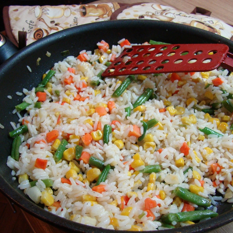 Рис басмати с овощами на сковороде простой рецепт пошаговый