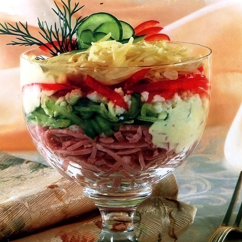 Салат «Нежность» с ветчиной, сыром, огурцом и яйцом – пошаговый рецепт приготовления с фото