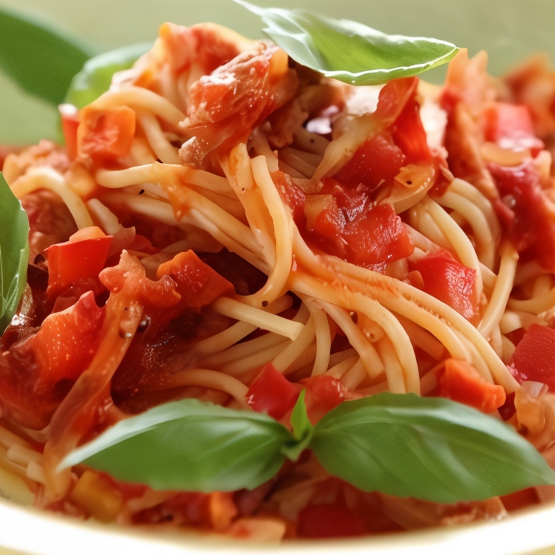 Спагетти с соусом из болгарского перца