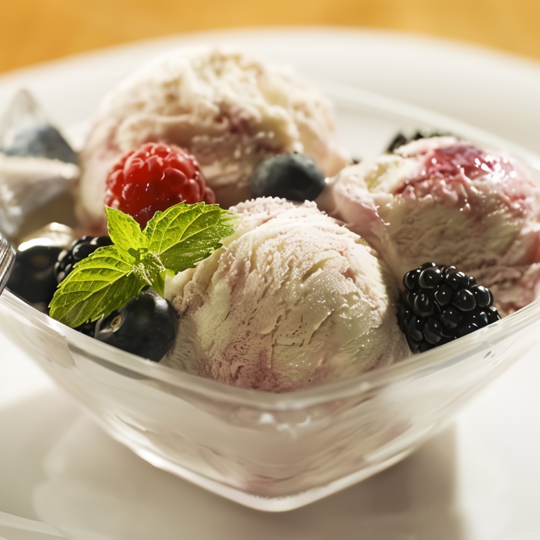 Ванильное мороженое с теплым ягодным компотом