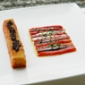 Фотография рецепта Анчоусы и сладкий перец маринованные в оливковом масле с перцем поджаренный хлеб с томатной водой и тапенадом автор Maria Мария