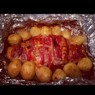 Фотография рецепта Ароматная праздничная свинина фаршированная сыром и помидорами автор Ольга Лапкина