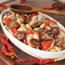 Фотография рецепта Белая фасоль запеченная с красным перцем и острыми колбасками автор GAEA