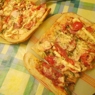 Фотография рецепта Быстрая пицца с копченой курицей и грибами автор Юлия Кощеева