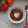 Фотография рецепта Борщ с молодой капустой и домашним томатным соком автор Валентина