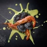 Фотография рецепта Черные равиоли с креветкой и сибасом автор Алексей Павлов