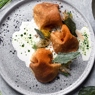 Фотография рецепта Гречишные блины с рагу из белых грибов и укропным маслом автор Валерий Порядин