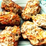 Фотография рецепта Гренки с печенью трески морковью и луком автор Лена Амелина