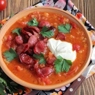 Фотография рецепта Густой томатный суп с копчеными колбасками автор Анастасия Селиванова