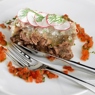 Фотография рецепта Холодец с салатом из редиса и томатной сальсой автор Еда