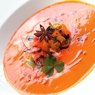 Фотография рецепта Холодный тыквенный суп с теплыми креветками автор V Valeryevna