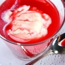 Фотография рецепта Компот из слив малины и красного вина с ванильными взбитыми сливками автор maximsemin
