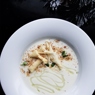 Фотография рецепта Кремсуп из цветной капусты с горгонзолой копченым миндалем и медом алоэ автор Еда