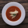 Фотография рецепта Кремсуп из печеных помидоров с теплым кусочком хлеба и пекорино автор FOODTV