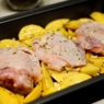Фотография рецепта Курица с картофелем запеченная в кефире с чесноком и травами автор domoveonok