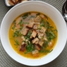 Фотография рецепта Куриный суп с чесночными сухариками автор Валентина