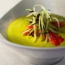 Фотография рецепта Охлажденный суп из авокадо и сельдерея с салатом из королевского краба и красного базилика автор Tatiana Shagina